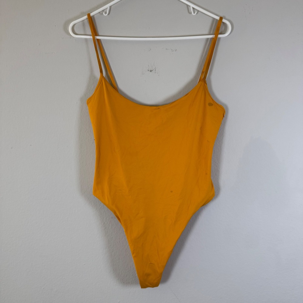 Mustard Yellow One-Piece Swimsuit - Sleek Scoop Neck